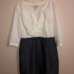 Ann Taylor Loft Navy and white dress EUC 8P